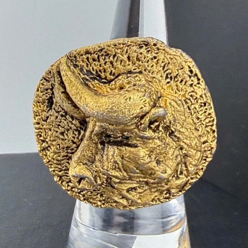 Taurus Ring Zodiac Gold Tone‎ Bull Celestial Horoscope Adjustable Size 5.5